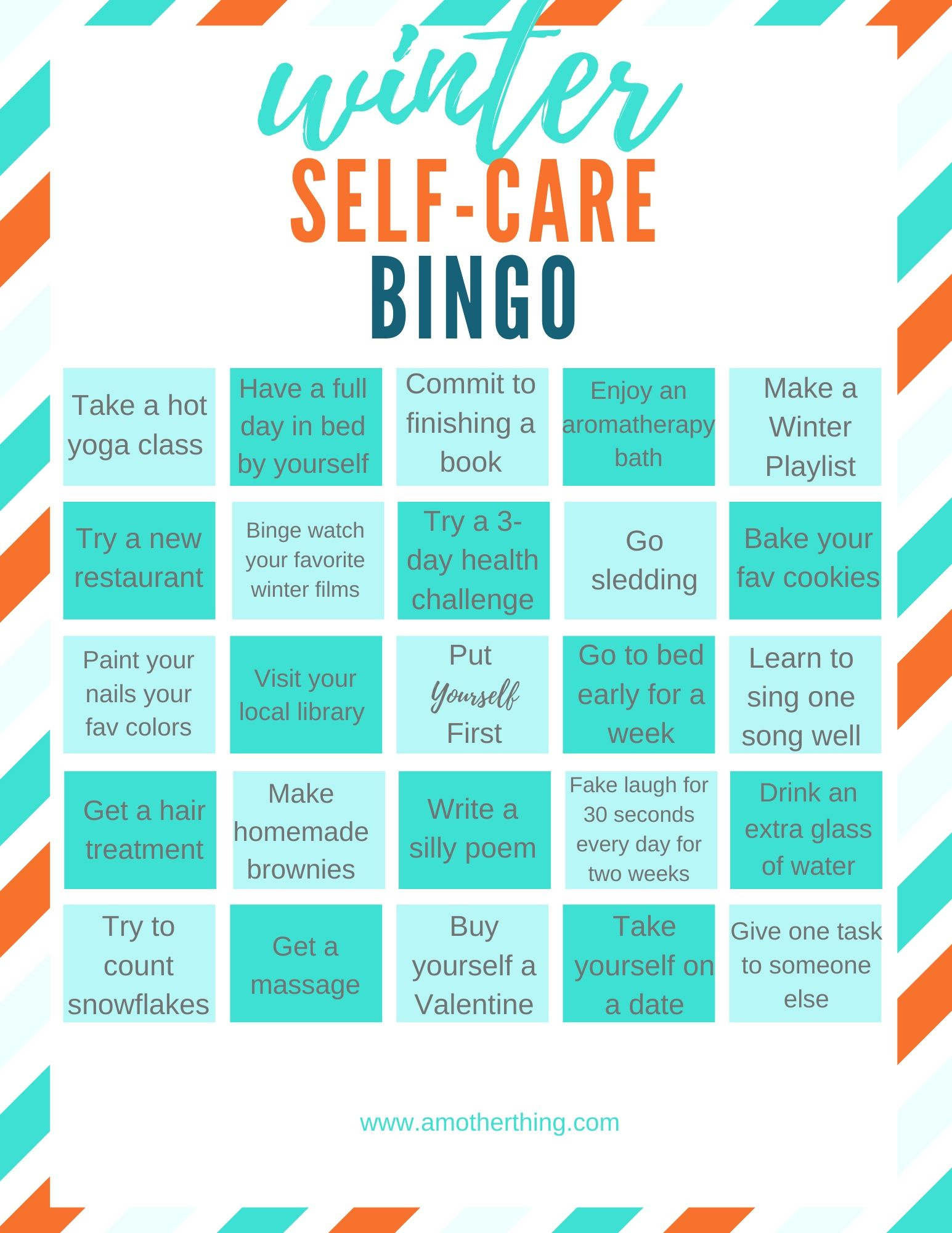 Printable Winter Self-Care Bingo | It&amp;#039;S A Mother Thing intended for Self Care Bingo Free Printable