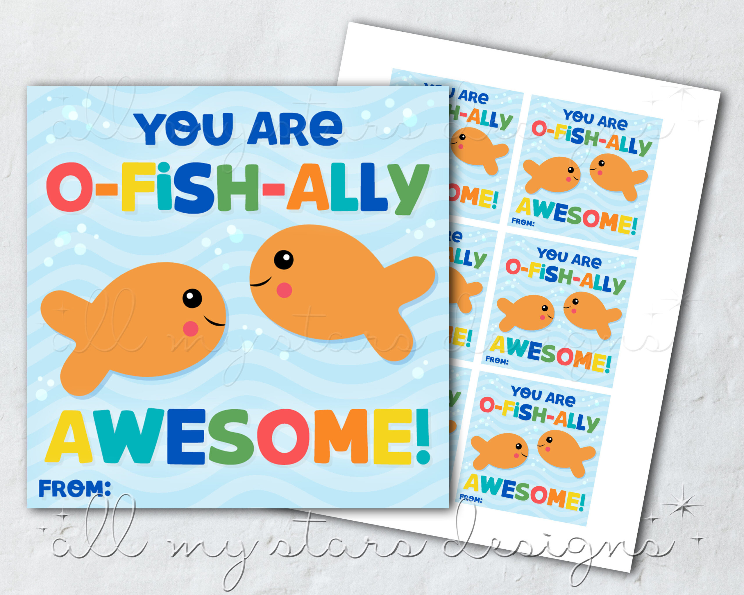 Printable You Are O-Fish-Ally Awesome Tag Instant Download Cute pertaining to You Are O Fish Ally Awesome Printable Free