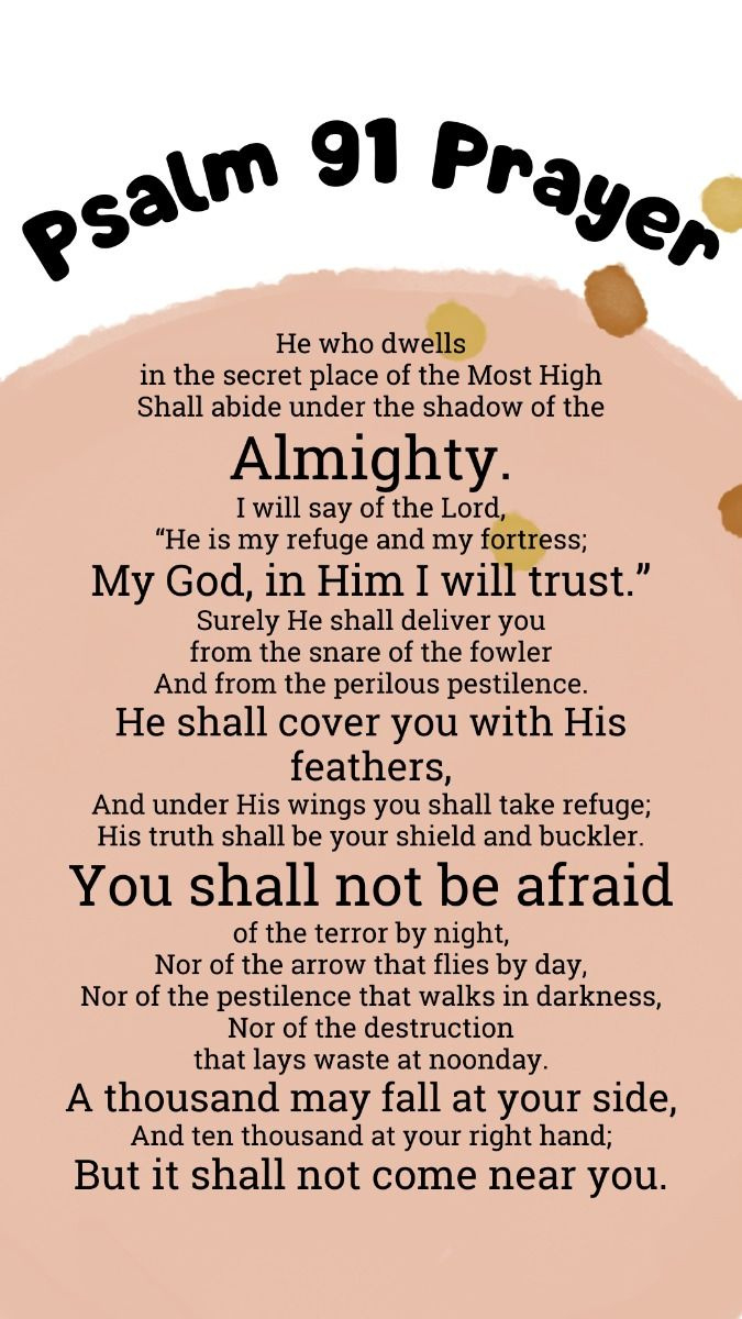 Psalm 91 Prayer Of Protection Printable! intended for Free Printable Psalm 91 Printable Version