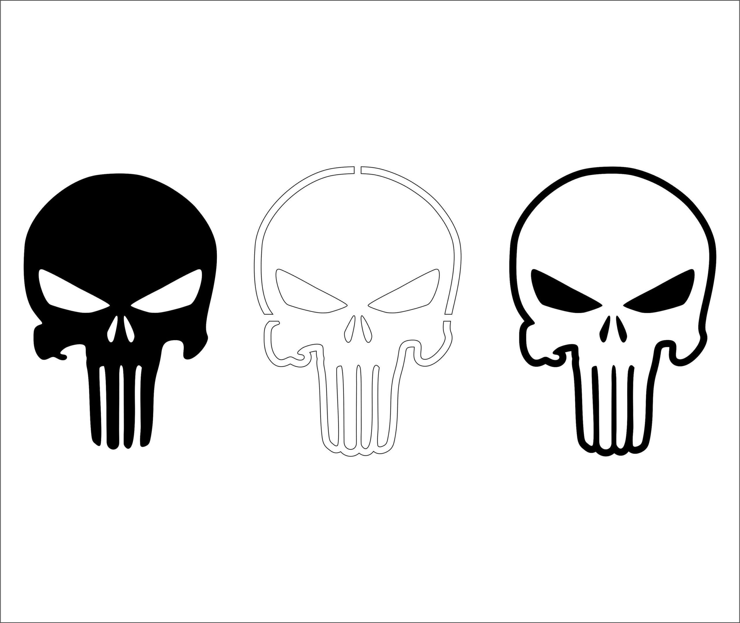 Punisher - Silhouette Svg, Dxf, Eps, Pdf, Clipart, Laserschnitt, Vektor-Digitaldatei inside Free Printable Punisher Skull Stencil