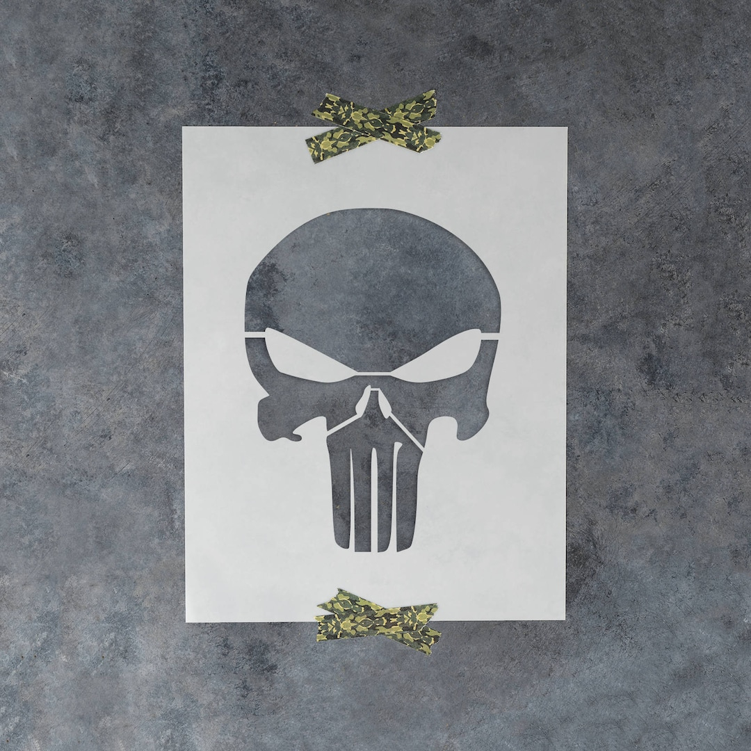 Punisher Skull Stencil Reusable Skull Stencils, Skull Punisher Stencil, Punisher Skull, Skull Face Stencil, Simple Skull Stencil - Etsy Canada in Free Printable Punisher Skull Stencil