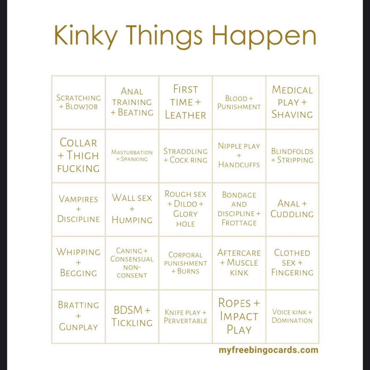 Rattlerinthewheel — @Kinky-Things-Happen Here&amp;#039;S The Card I Ran intended for Kink Bingo Card Generator