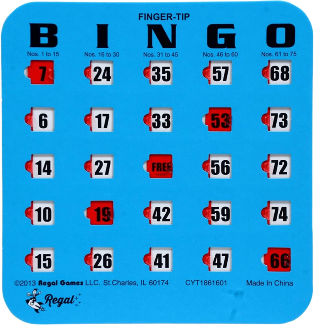 Regal Games - Finger-Tip Shutter Slide Bingo Cards - 10 Pack with Bingo Games with Slide Cards