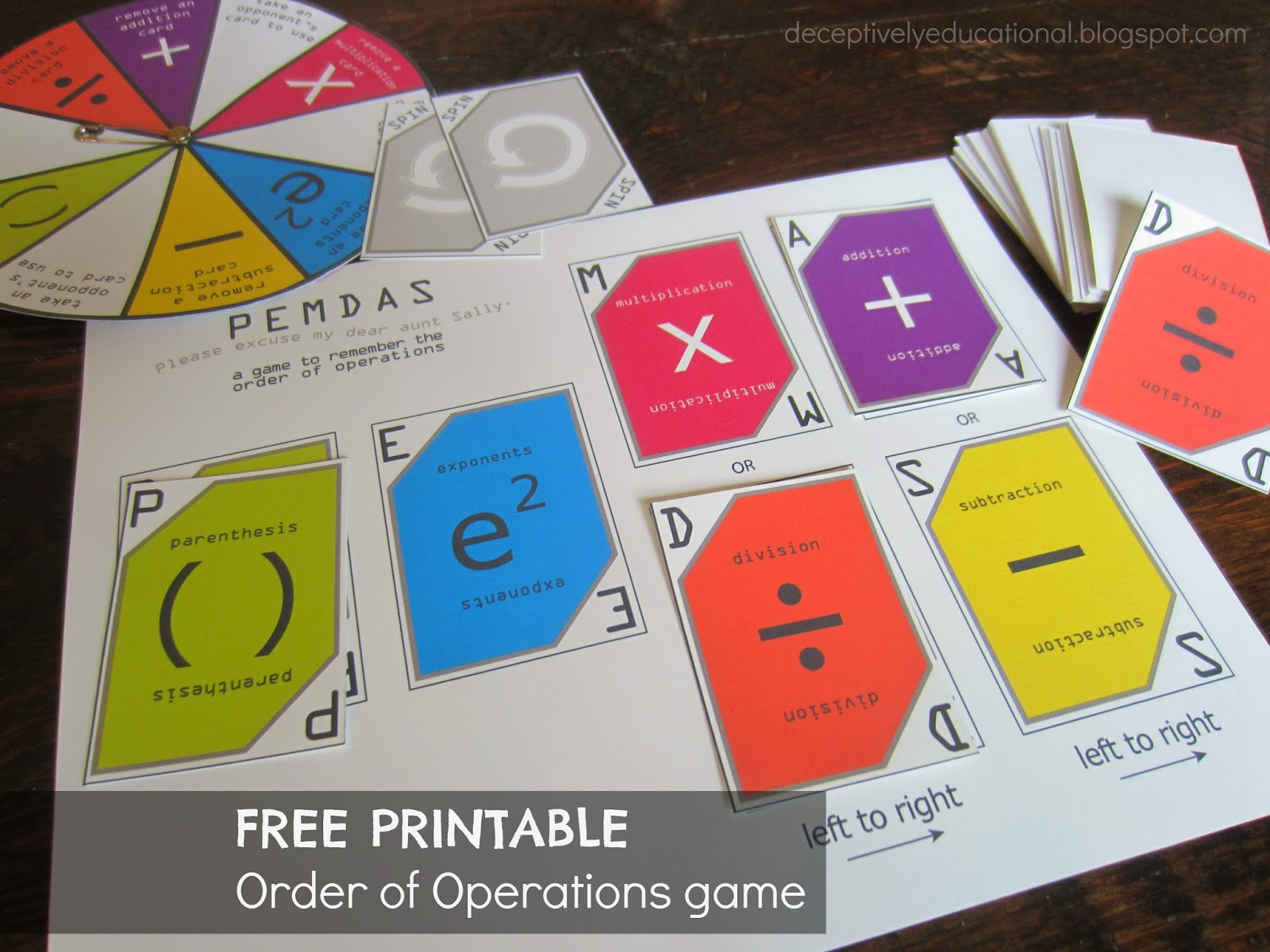 Relentlessly Fun, Deceptively Educational: Order Of Operations throughout Operation Game Cards Printable