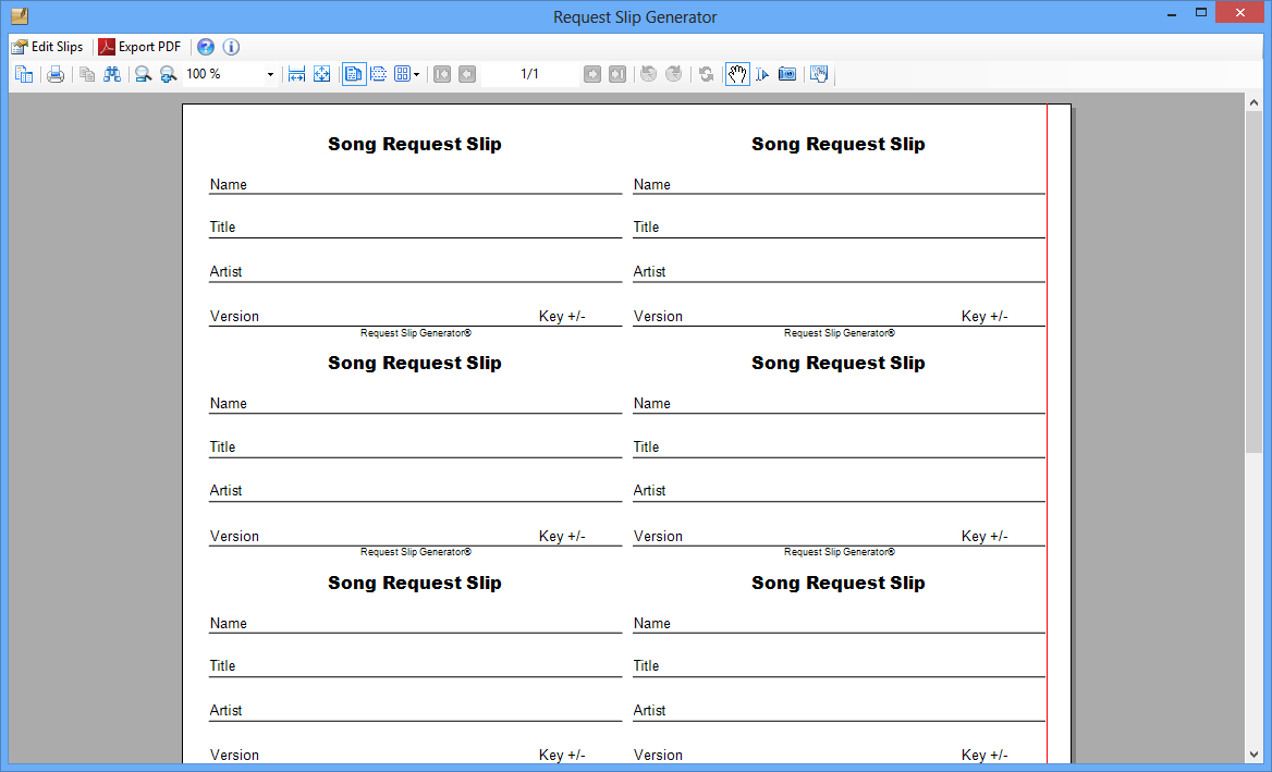 Request Slip Generator 2.0 Download (Free) pertaining to Free Printable Karaoke Song Request Slips Template