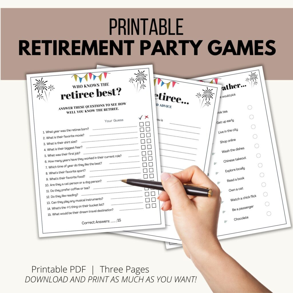 Retirement Party Games - Add A Little Adventure within Printable Free Printable Retirement Games