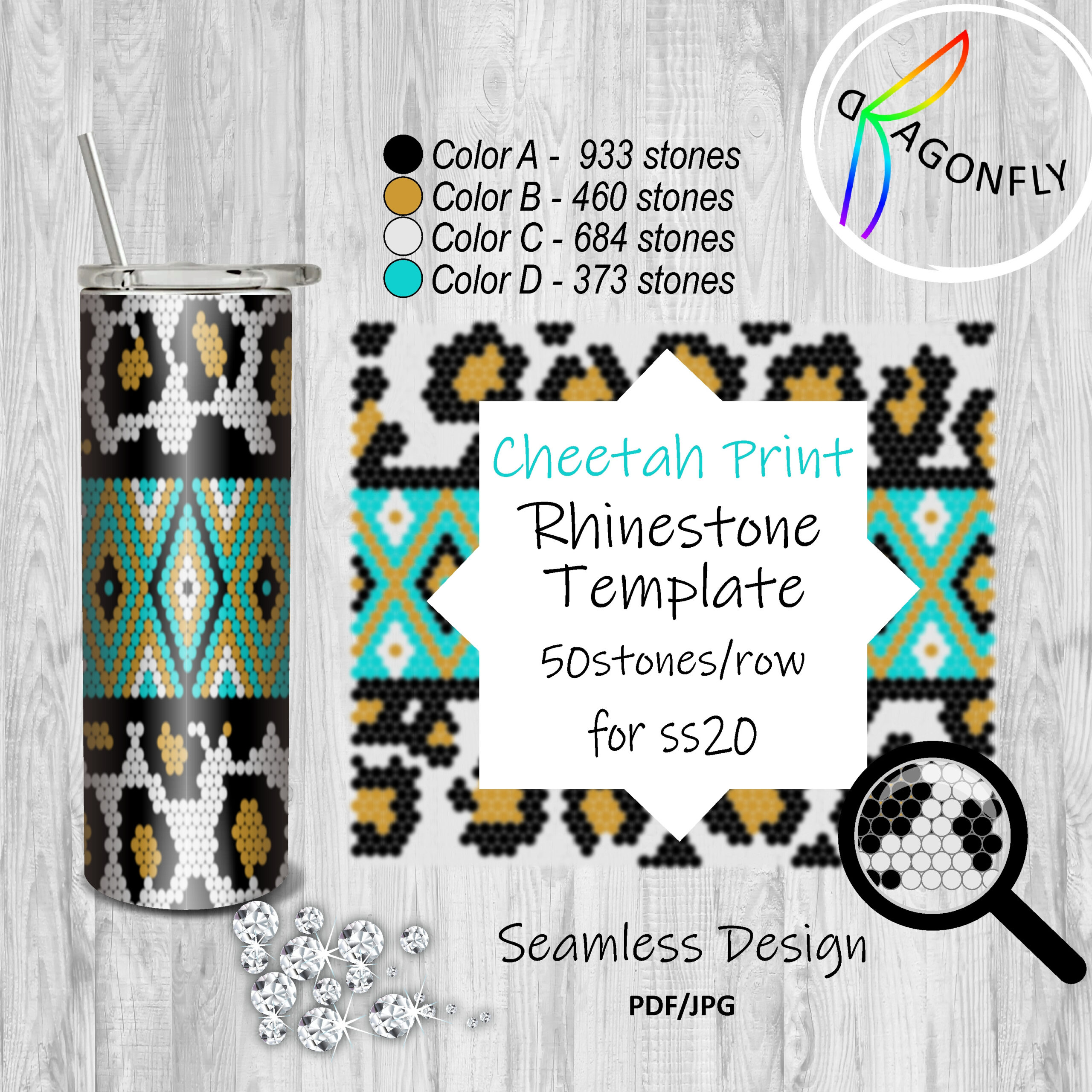 Rhinestone Tumbler Template Ss20-5Mm 50X49Stones Cheetah Pri with regard to Free Rhinestone Patterns Printable