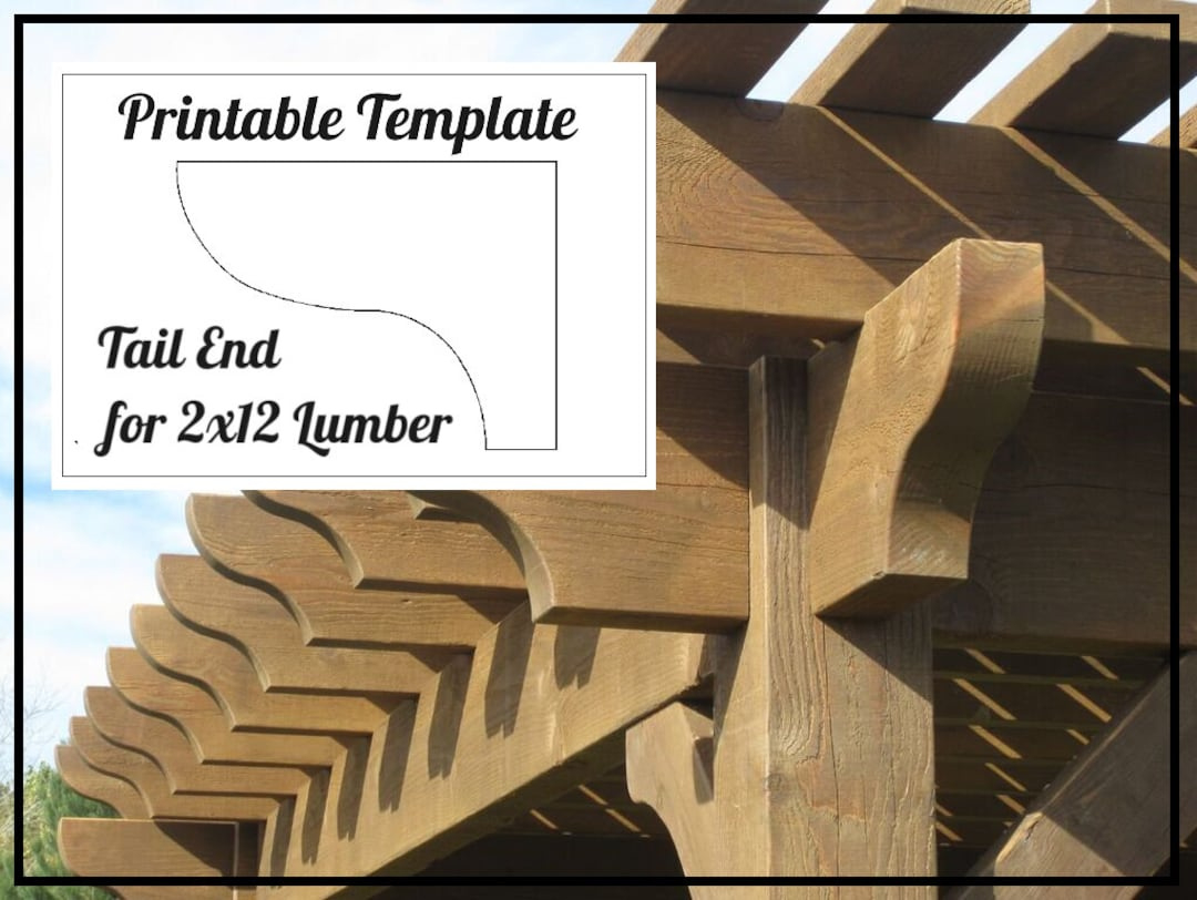 Roosevelt Tail Design Template For 2X12 Dimensional Lumber - Etsy with Printable Free Printable Pergola End Templates