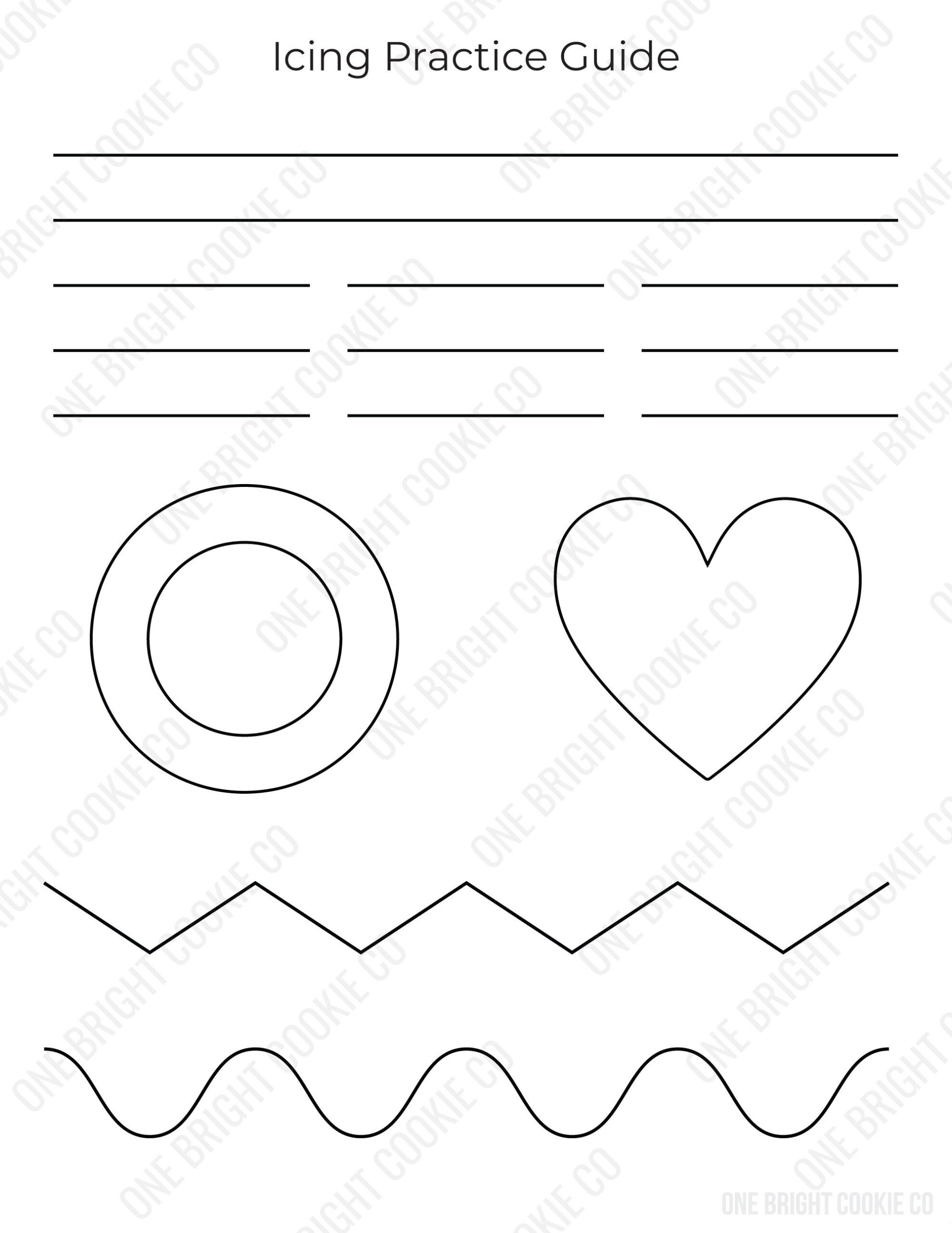 Royal Icing Practice Sheet For Teaching, Cookie Class, Digital inside Template Free Printable Icing Practice Sheets