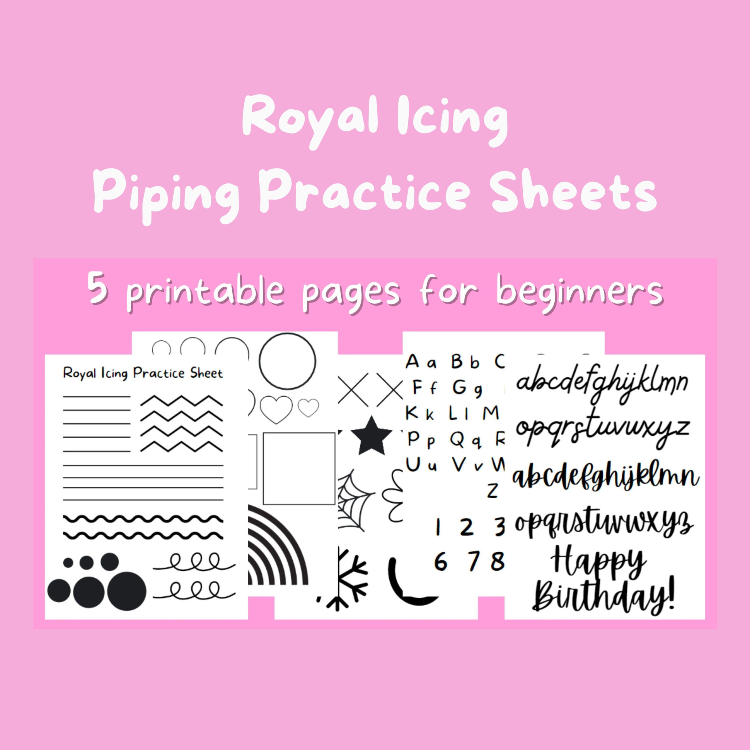 Royal Icing Practice Sheet, Printable Piping Practice Sheet, Digital Guide For Bakers, Cookie Decorating with regard to Template Free Printable Icing Practice Sheets
