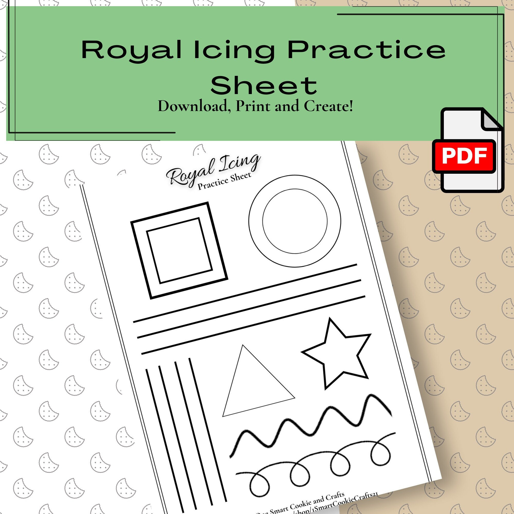 Royal Icing Practice Sheet/Royal Icing Transfer/Template/Instant regarding Template Free Printable Icing Practice Sheets