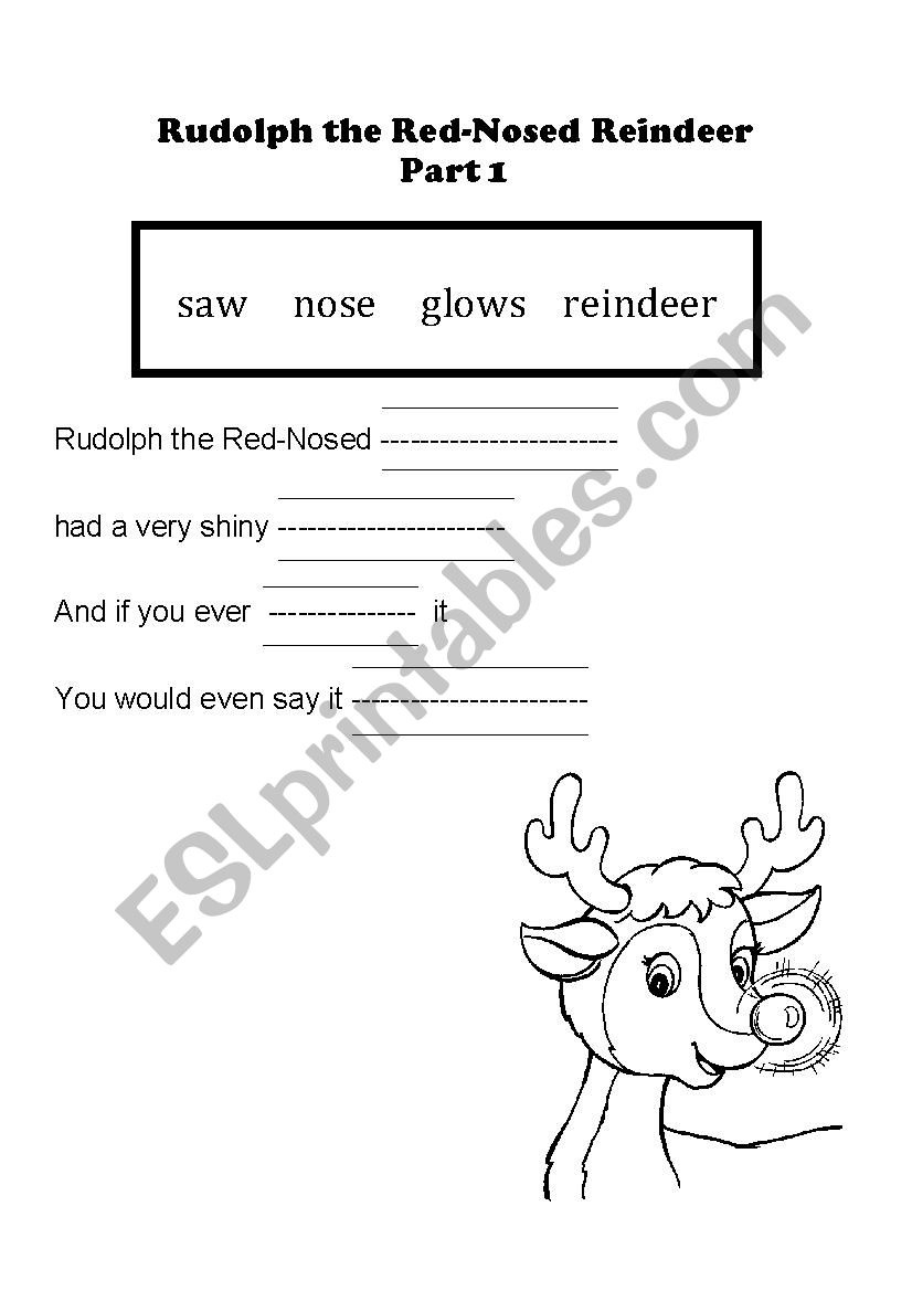 Rudolph The Red Nosed Reindeer Lyrics - Esl Worksheetshardeo regarding Printable Rudolph The Red Nosed Reindeer Lyrics