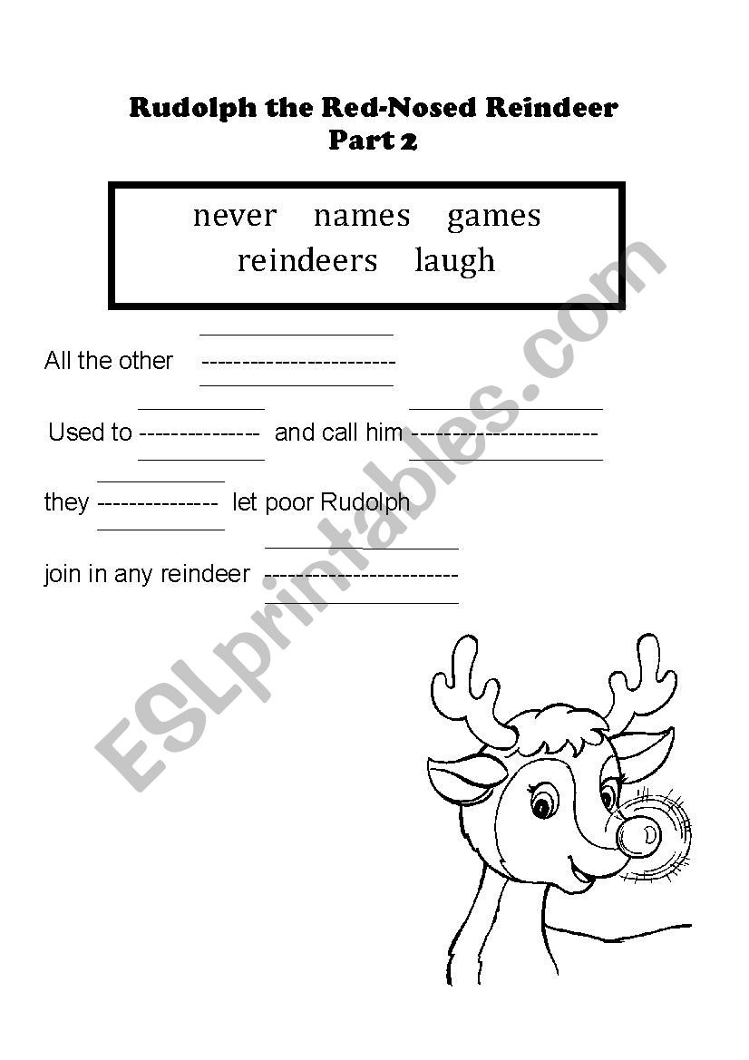 Rudolph The Red Nosed Reindeer Lyrics - Esl Worksheetshardeo throughout Rudolph The Red Nosed Reindeer Lyrics Printable