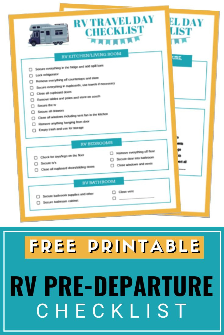 Rv Departure Checklist (Free Printable) | Camping Checklist, Rv inside Free Printable Rv Departure Checklist