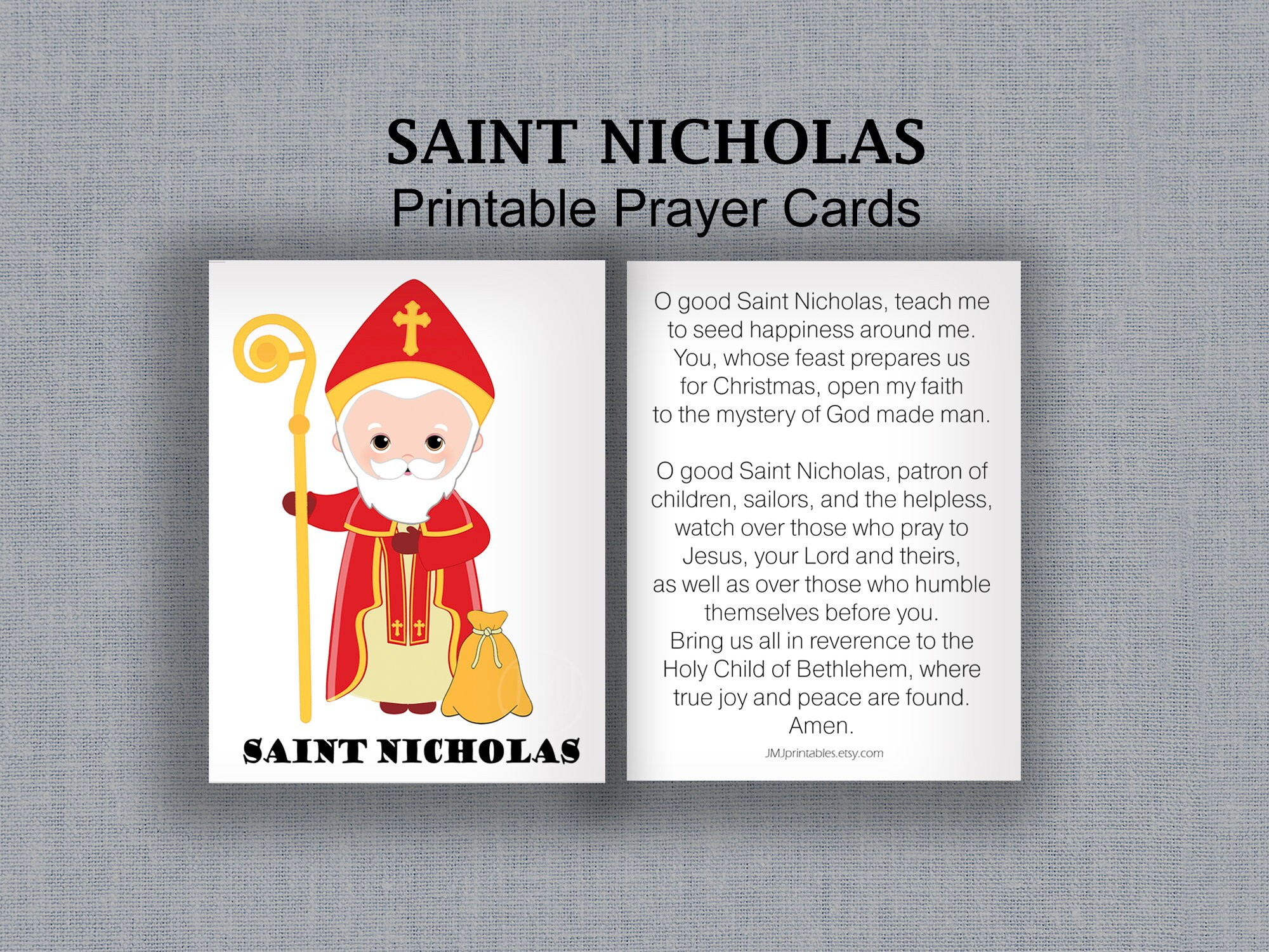 Saint Nicholas Holy Card Printable Kids Prayer Card St Nicholas in St Nicholas Prayer Printable