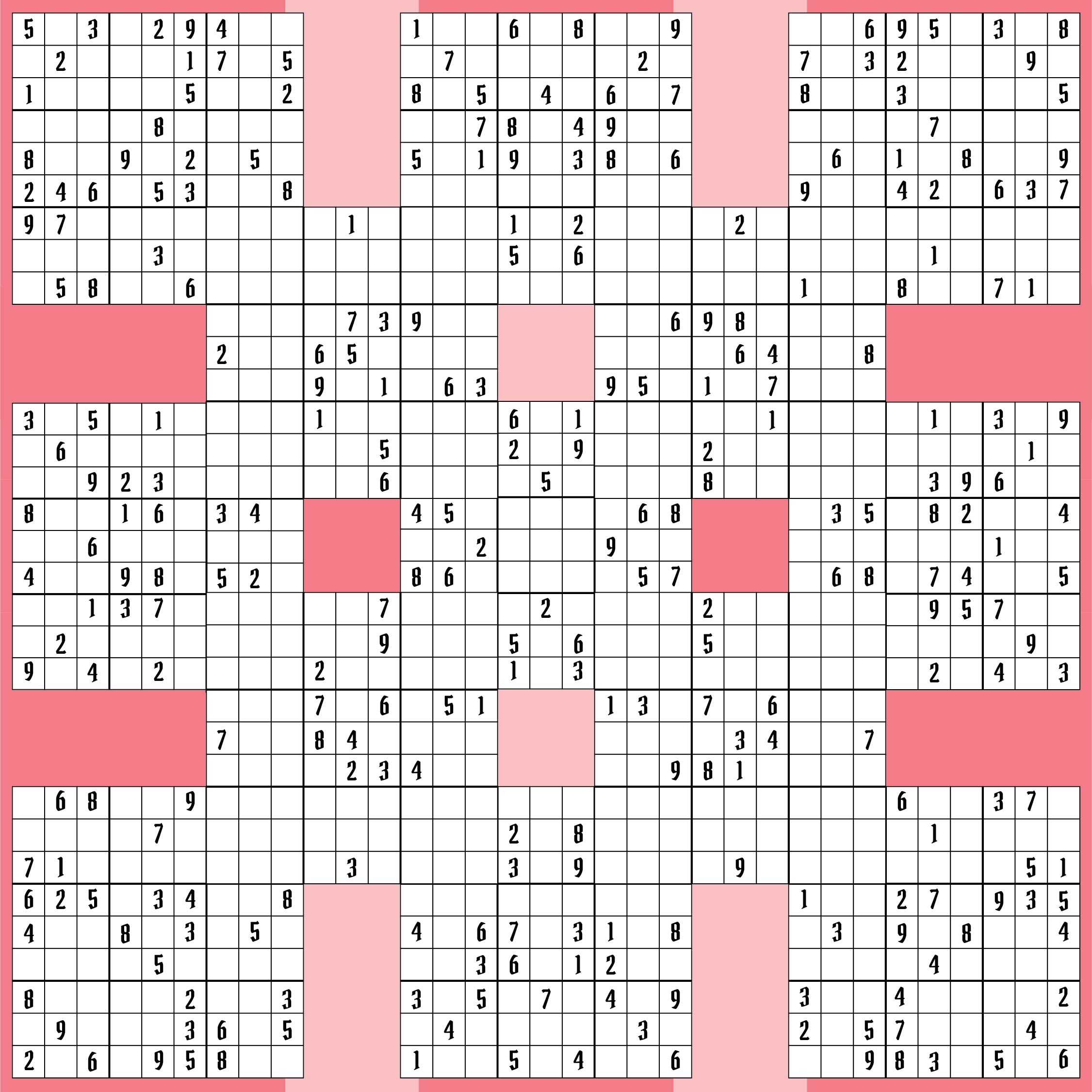 Samurai Sudoku Grid - 10 Free Pdf Printables | Printablee with regard to Free Printable Samurai Sudoku Puzzles