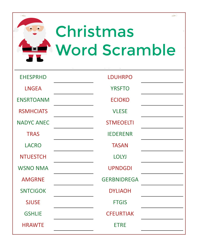 Santa&amp;#039;S Christmas Word Scramble Activity Page - Mama Likes This inside Free Christmas Printable Word Scramble