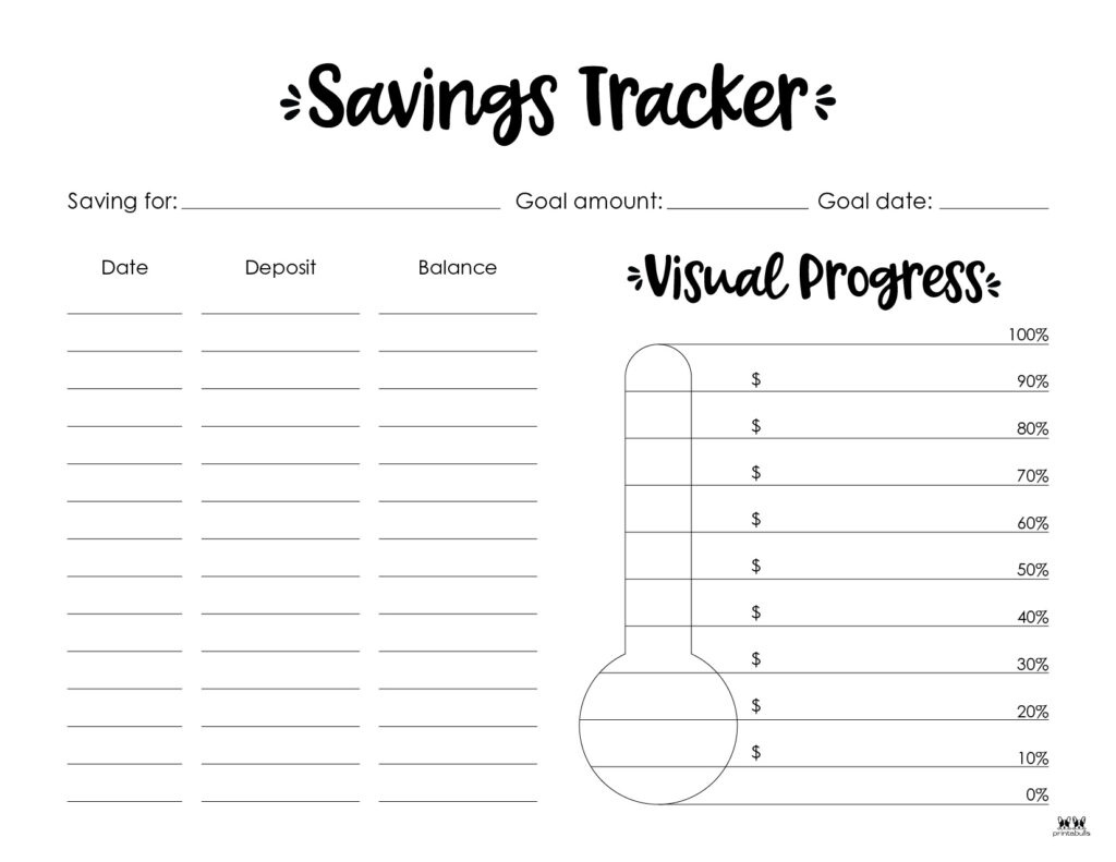 Savings Trackers - 27 Free Printables | Printabulls intended for Free Savings Tracker Printable