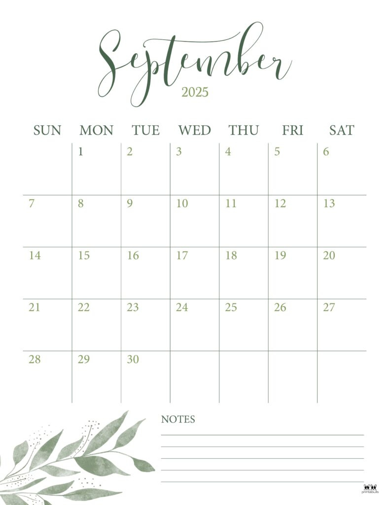 September 2025 Calendars - 107 Free Printables | Printabulls intended for Free Printable September 2025