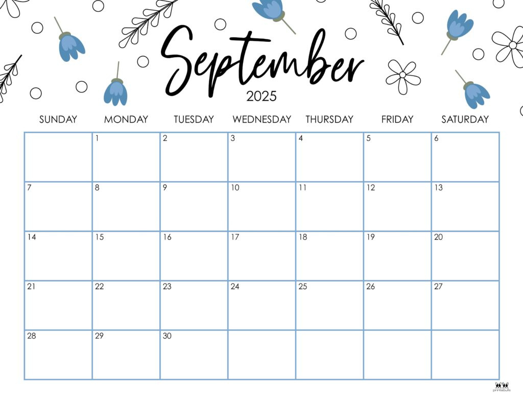 September 2025 Calendars - 107 Free Printables | Printabulls intended for Free Printable September 2025