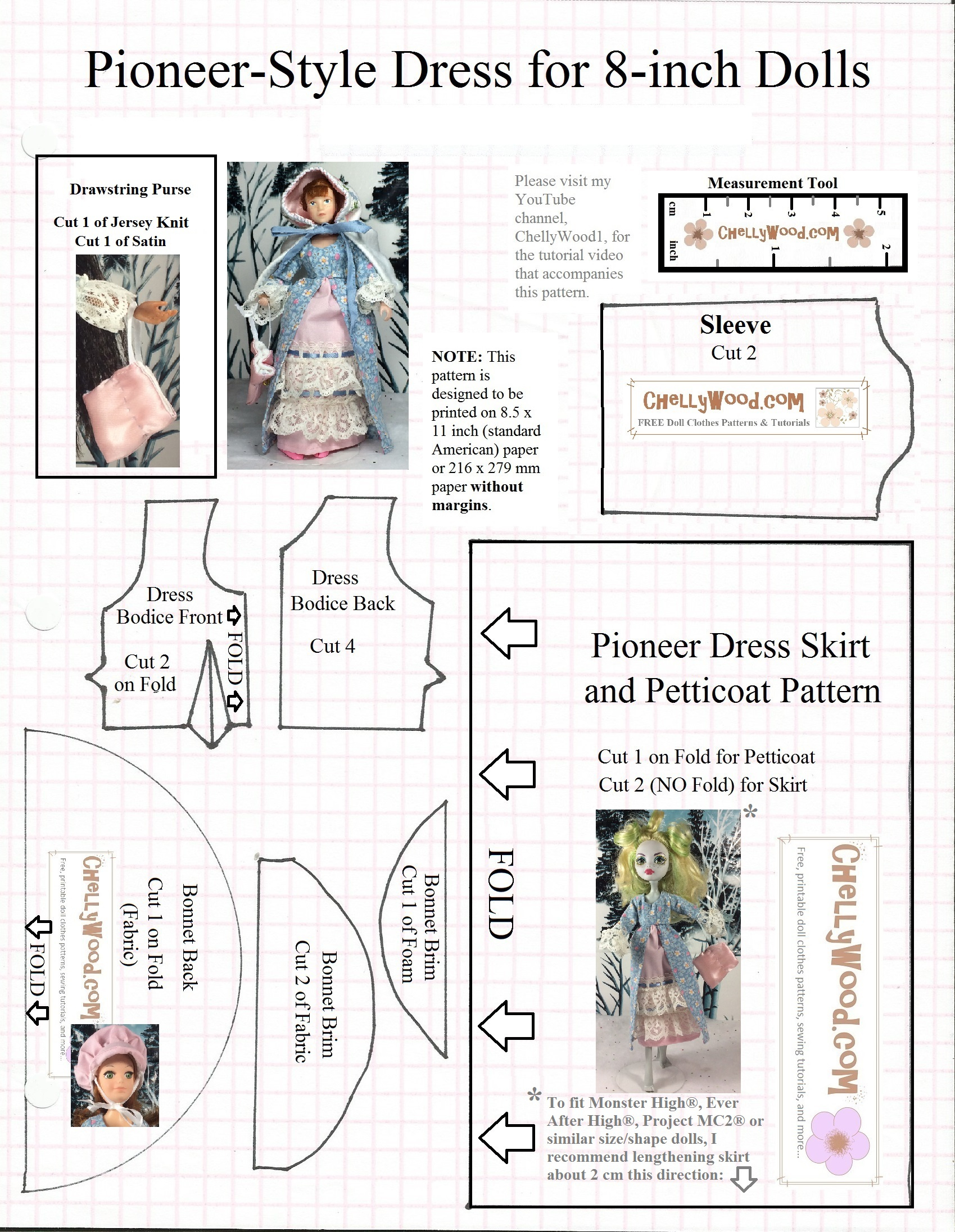 Sew A Pioneer Bonnet For 8″ #Dolls W/ This Free #Printable Pattern in Printable Pioneer Bonnet Pattern Free