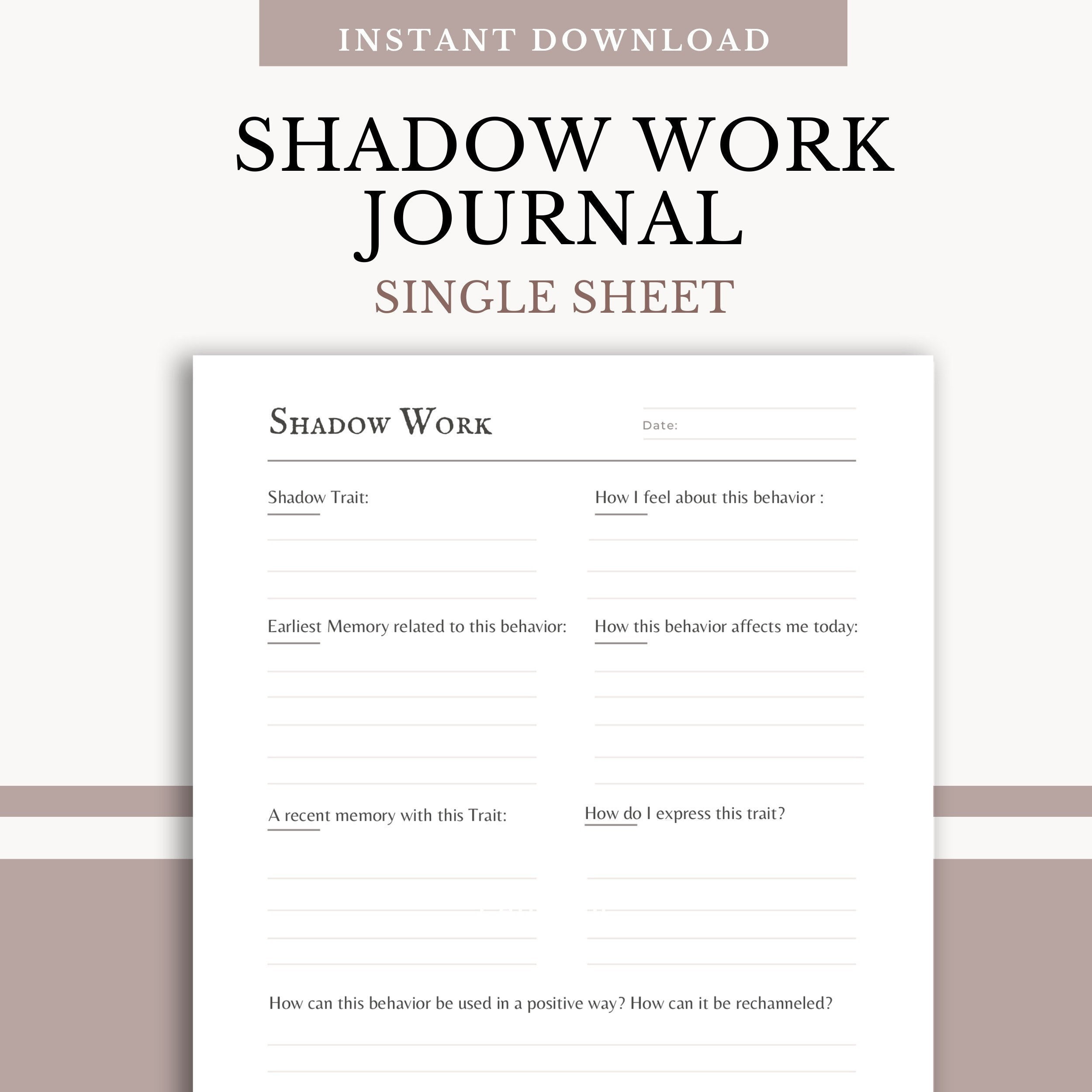 Shadow Work Shadow Work Worksheet Printable Book Of Shadows Shadow in Free Printable Shadow Work Worksheet