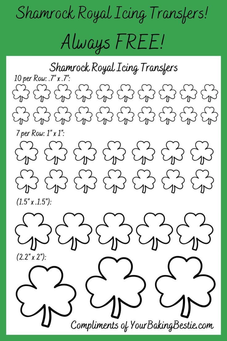 Shamrock Royal Icing Transfer Sheet! inside Printable Free Royal Icing Transfer Templates