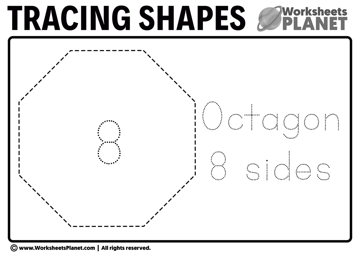 Shape Tracing Worksheets For Kindergarten with regard to Free Printable Octagon Worksheets For Preschoolers