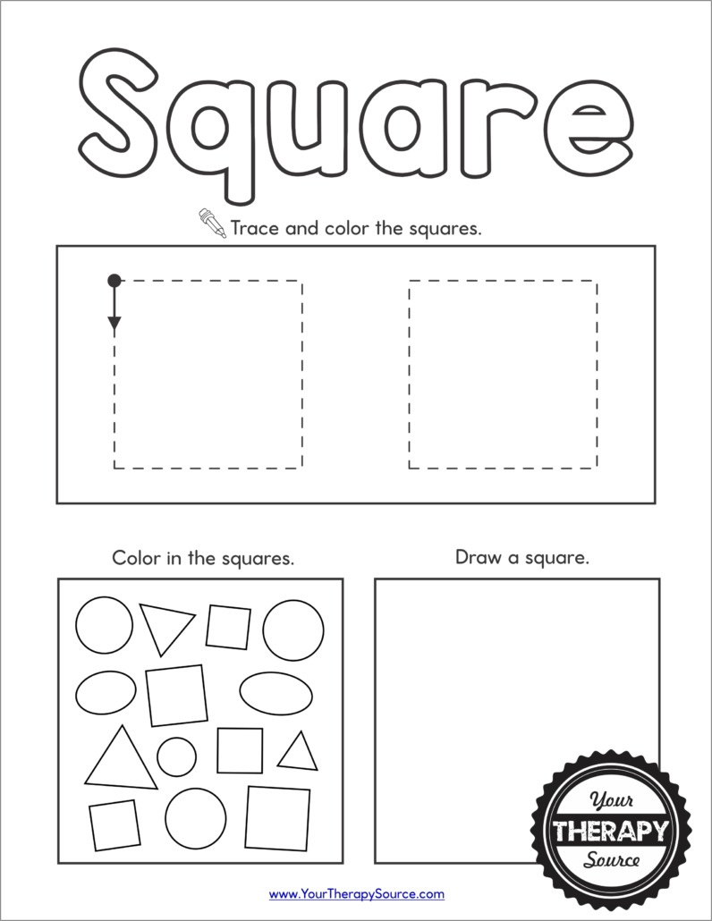 Shapes Worksheet Preschool - Free Printables - Your Therapy Source for Printable Square Shape Worksheets