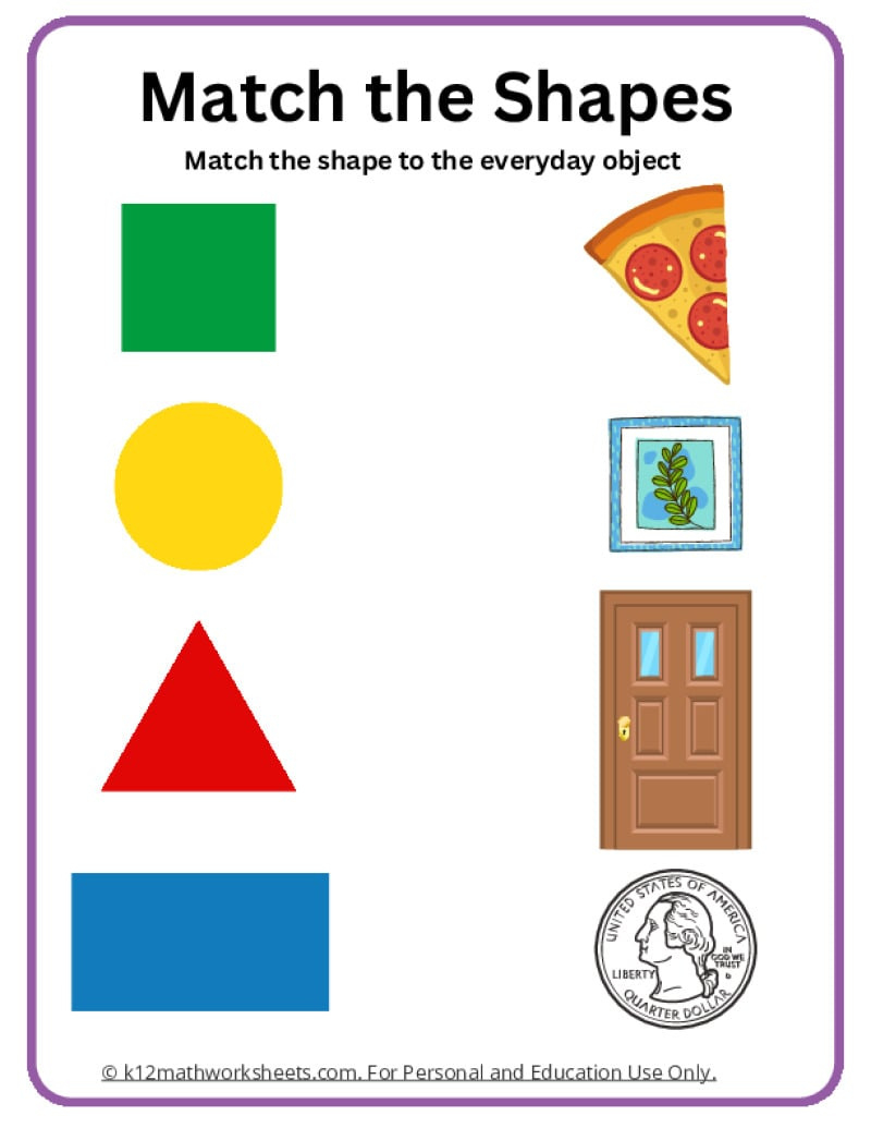 Shapes Worksheets regarding Free Printable Matching Shapes Worksheets