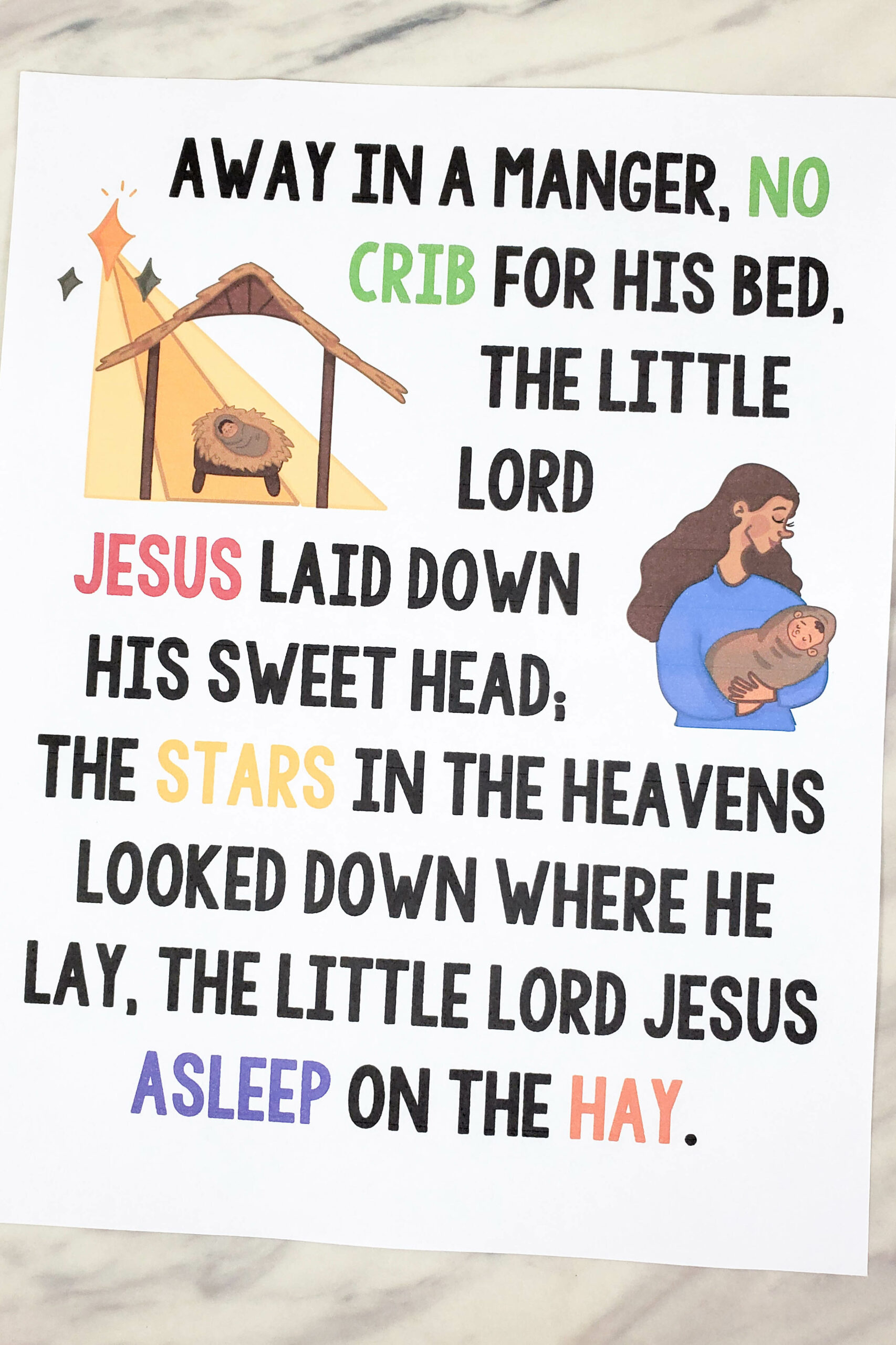 Shop: Away In A Manger Flip Chart - Primary Singing in Lyrics Away in a Manger Printable