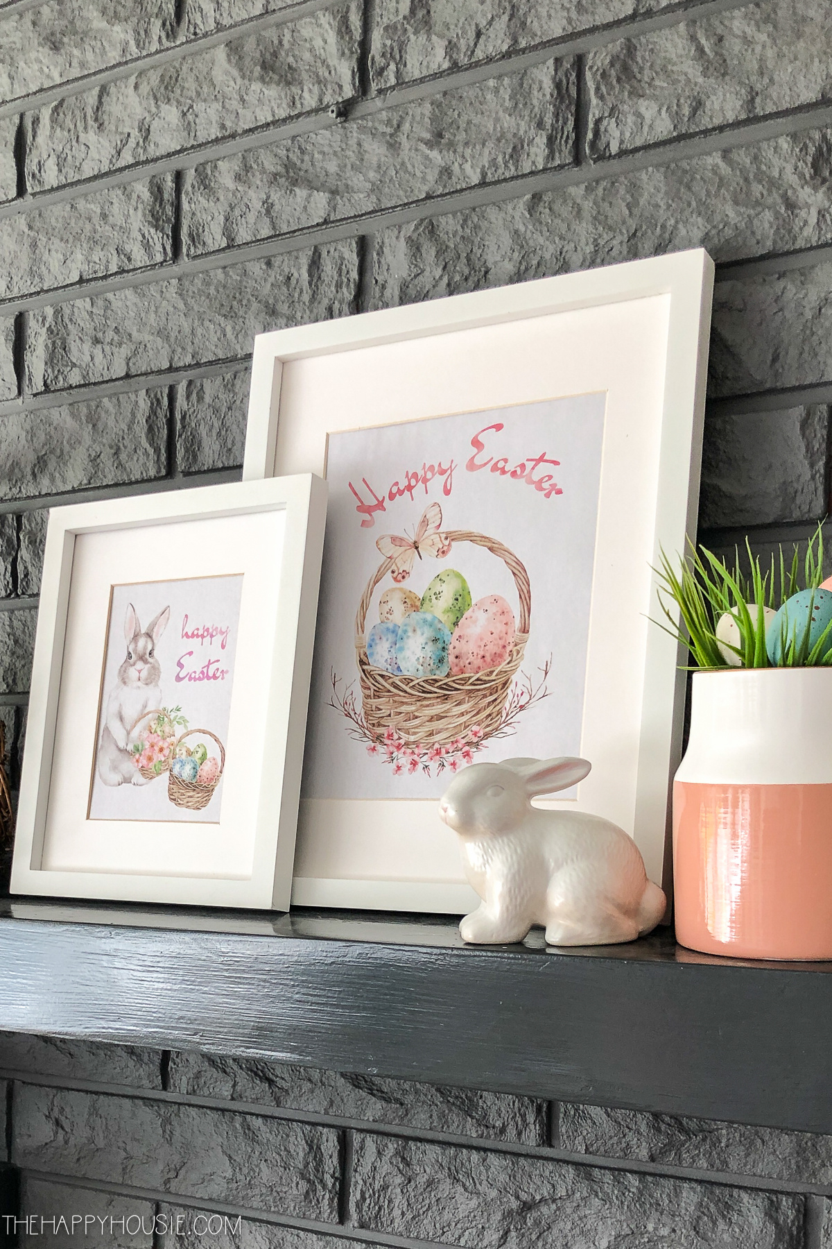 Simple Easter Mantel Decor With Free Printable Easter Art | The within Free Printable Easter Decor