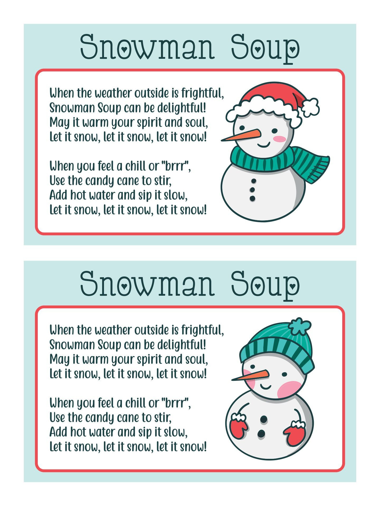 Snowman Soup Labels - 10 Free Pdf Printables | Printablee throughout Free Printable Snowman Soup Poem Printable