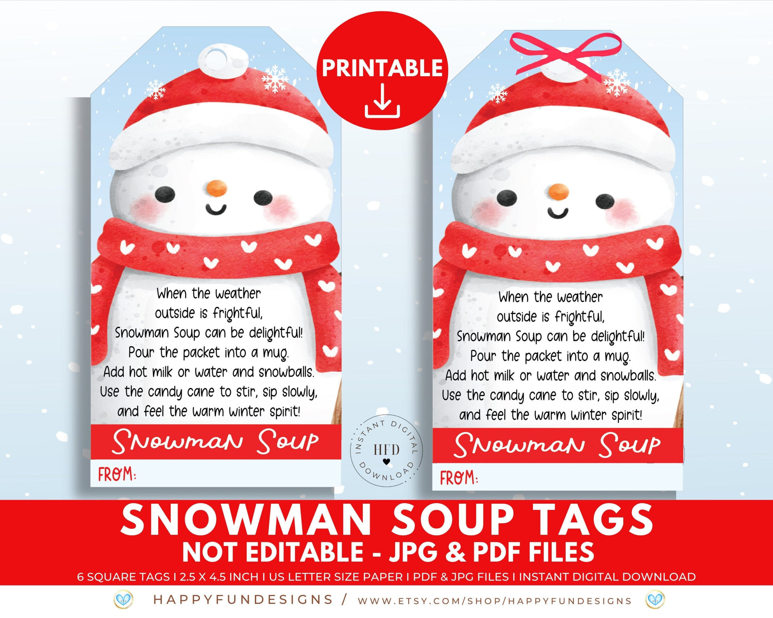 Snowman Soup Tag Printable, Snowman Soup Treat Bag Topper, Pta pertaining to Template Free Printable Snowman Soup Labels