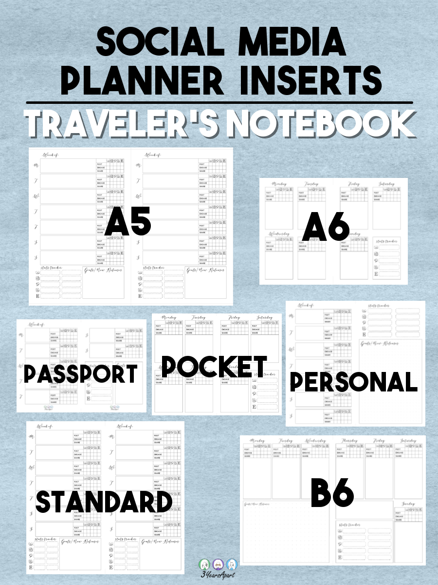 Social Media Planner Inserts | Free Printable For Traveler&amp;#039;S regarding Free Printable B6 Inserts