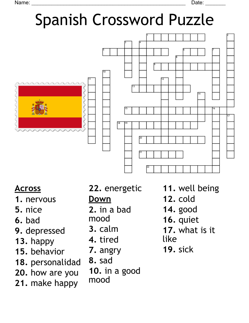 Spanish Crossword Puzzle - Wordmint intended for Free Printable Spanish Crossword Puzzles