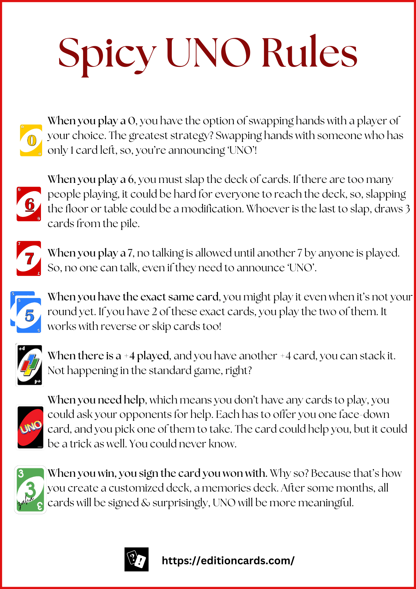 Spicy Uno Rules: Does It Beat The Classic Game? - Editioncards with regard to Spicy Uno Rules Printable