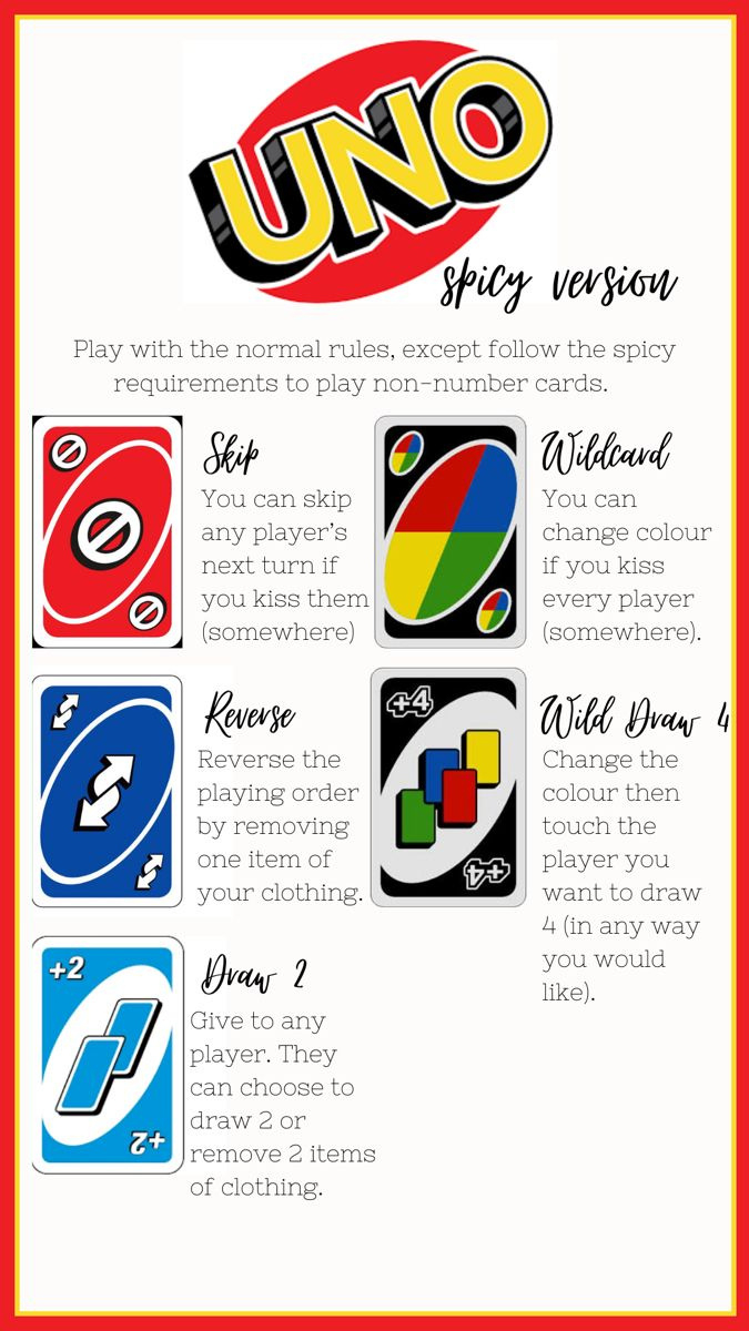 Spicy Uno throughout Spicy Uno Rules Printable