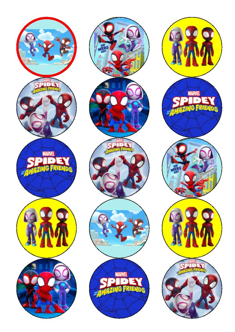 Spidey And His Amazing Friends Cupcake Toppers - Topcake Ireland regarding Spidey and His Amazing Friends Cake Topper Printable