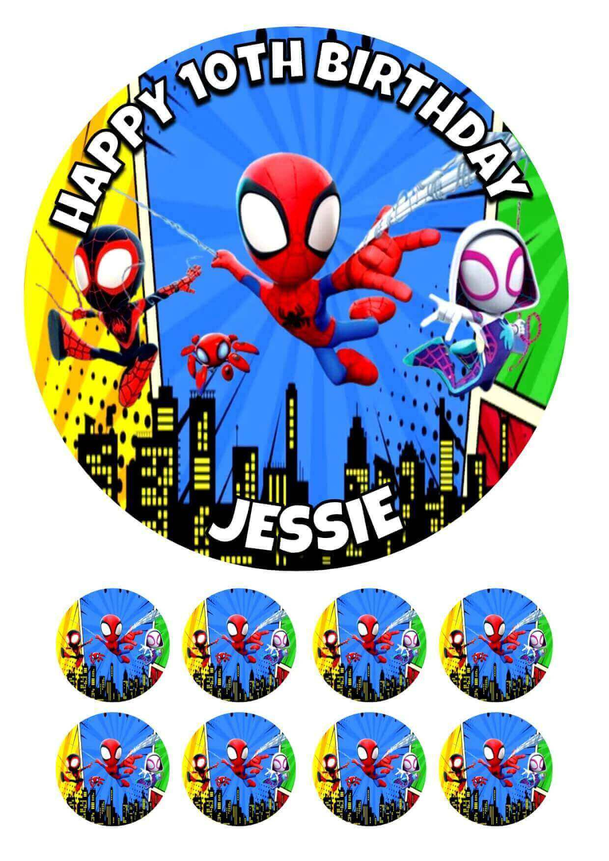 Spidey And His Amazing Friends (Spider-Man) Icing Birthday Cake intended for Spidey And His Amazing Friends Cake Topper Printable