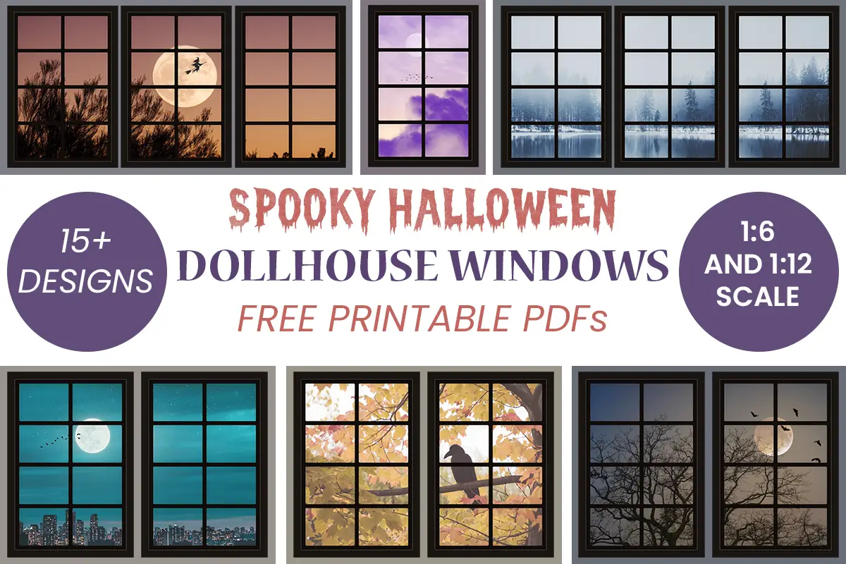 Spooky Dollhouse Windows For Halloween - Free Printables - Suni Doll pertaining to Printable Windows For Dollhouse