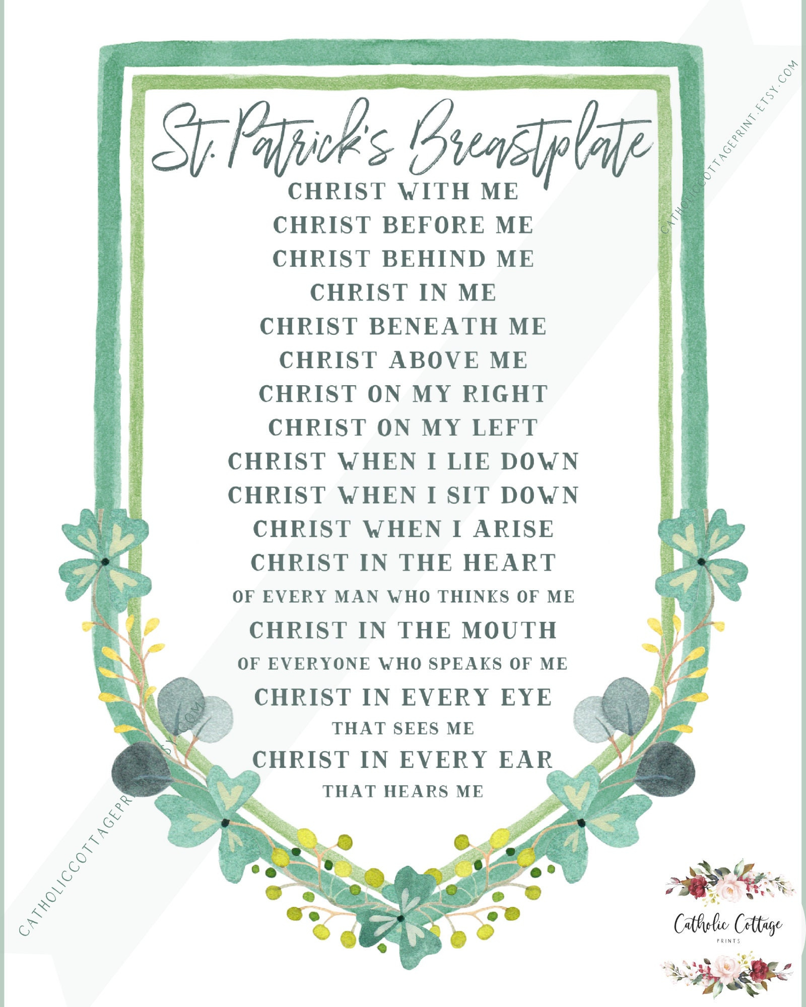 St. Patrick&amp;#039;S Breastplate Printable Christ With Me, Christ Before intended for St Patrick Breastplate Prayer Printable