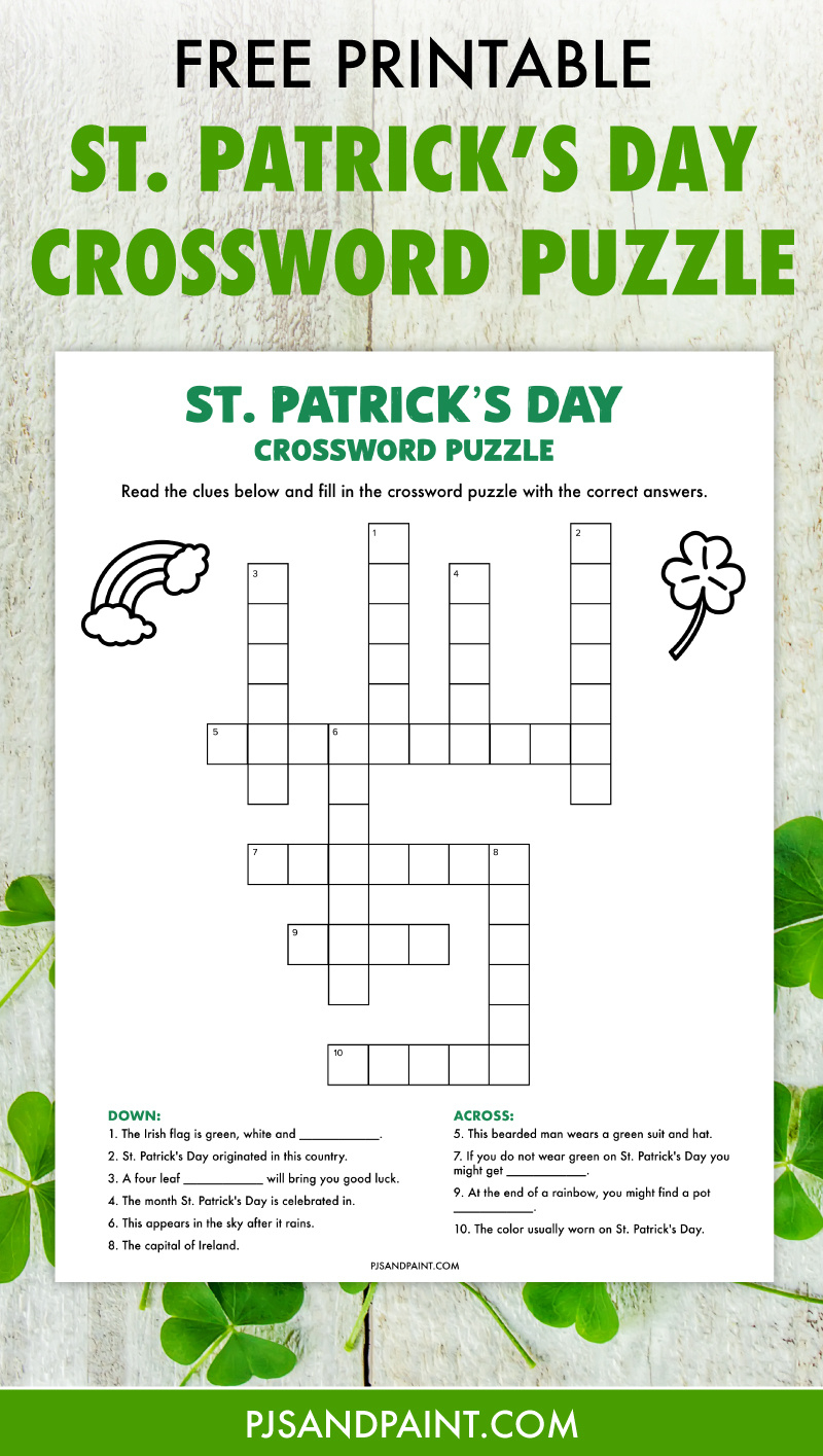 St. Patrick&amp;#039;S Day Crossword Puzzle - Free Printable Game - Pjs And throughout St Patrick&amp;#039;S Day Puzzles Printable Free