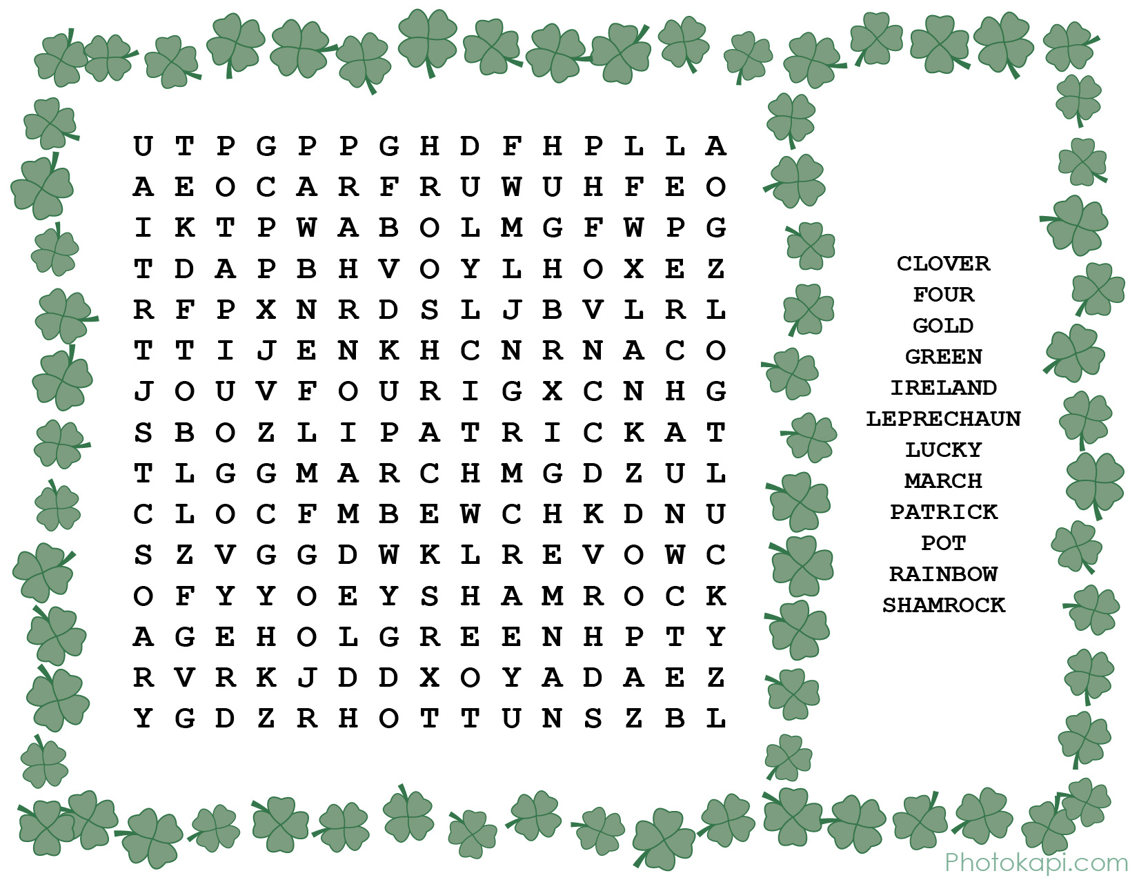 St. Patrick&amp;#039;S Day Word Search – Photokapi with Free Printable St Patrick&amp;#039;S Day Word Search