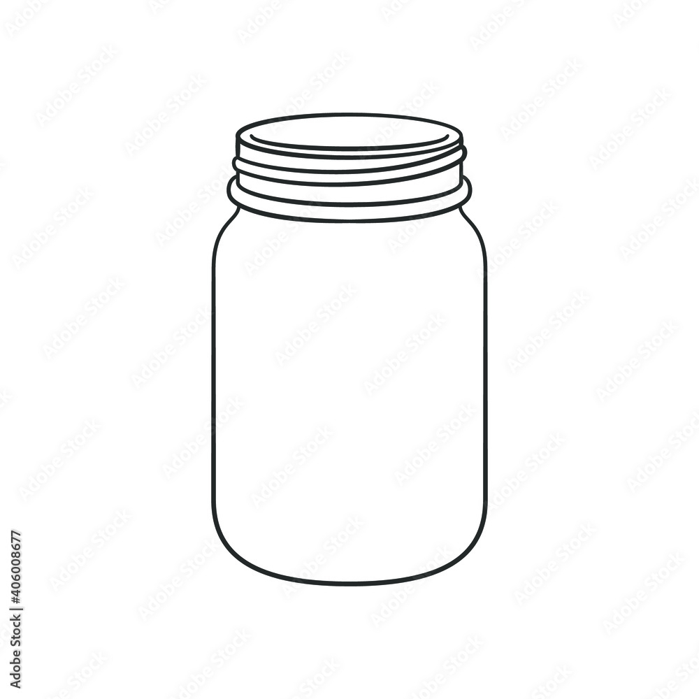 Stock-Vektorgrafik „Glass Mason Jar Outline Line Art Clip Art in Free Printable Mason Jar Template