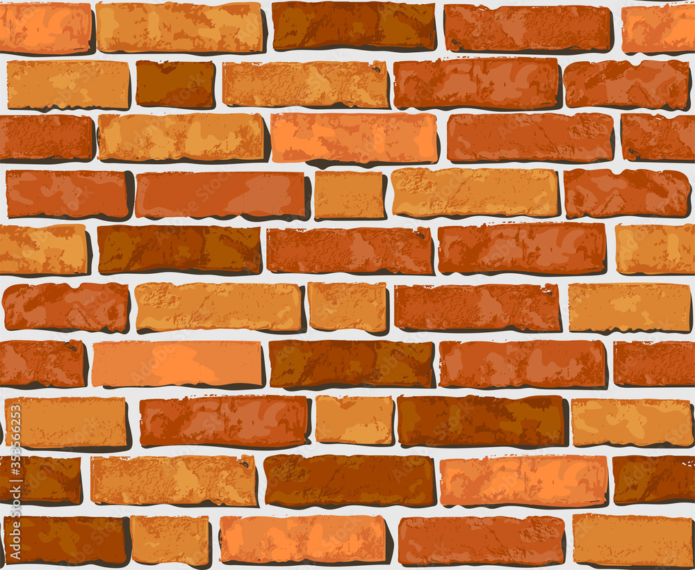 Stock-Vektorgrafik „Realistic Vector Brick Wall Seamless Pattern for Printable Brick Wall Pattern