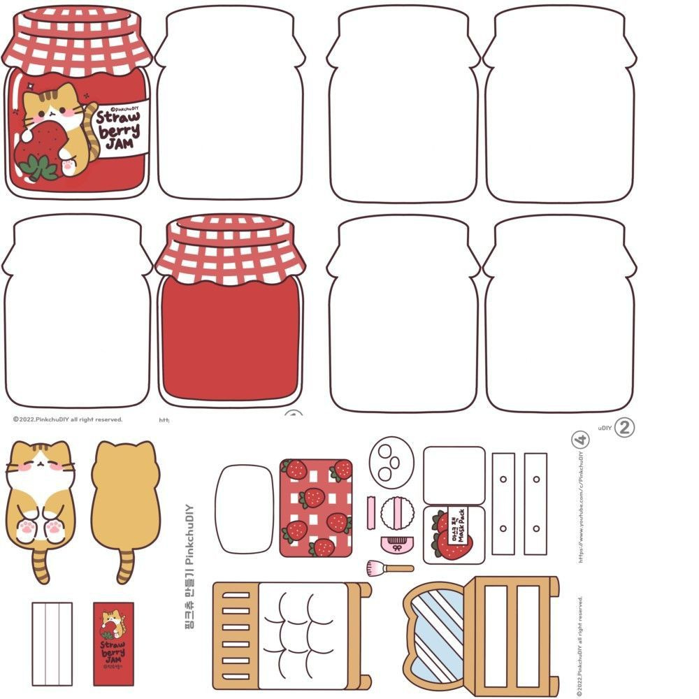 Strawberry Jam Squishy Book | Kağıt Ev, Disney Boyama Sayfaları regarding Diy Strawberry Jam Squishy Book Free Printable