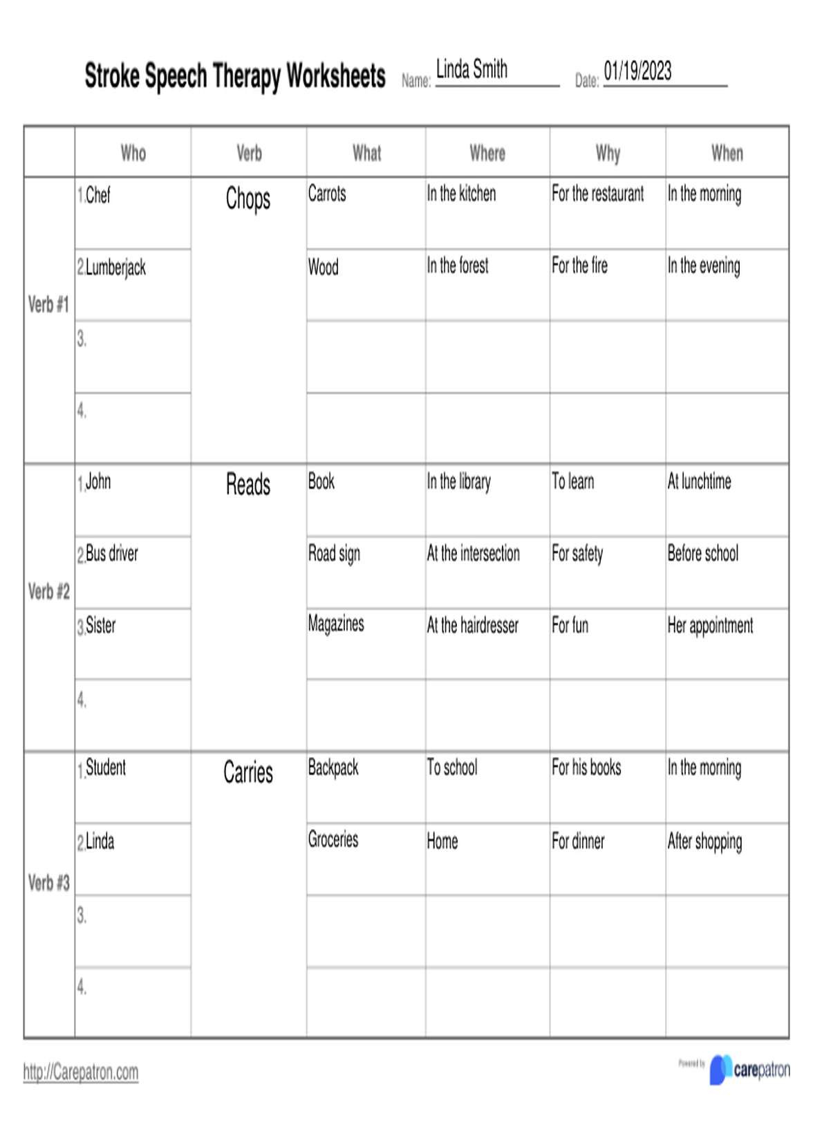 Stroke Speech Therapy Worksheet &amp;amp; Example | Free Pdf Download pertaining to Free Printable Worksheets For Stroke Patients