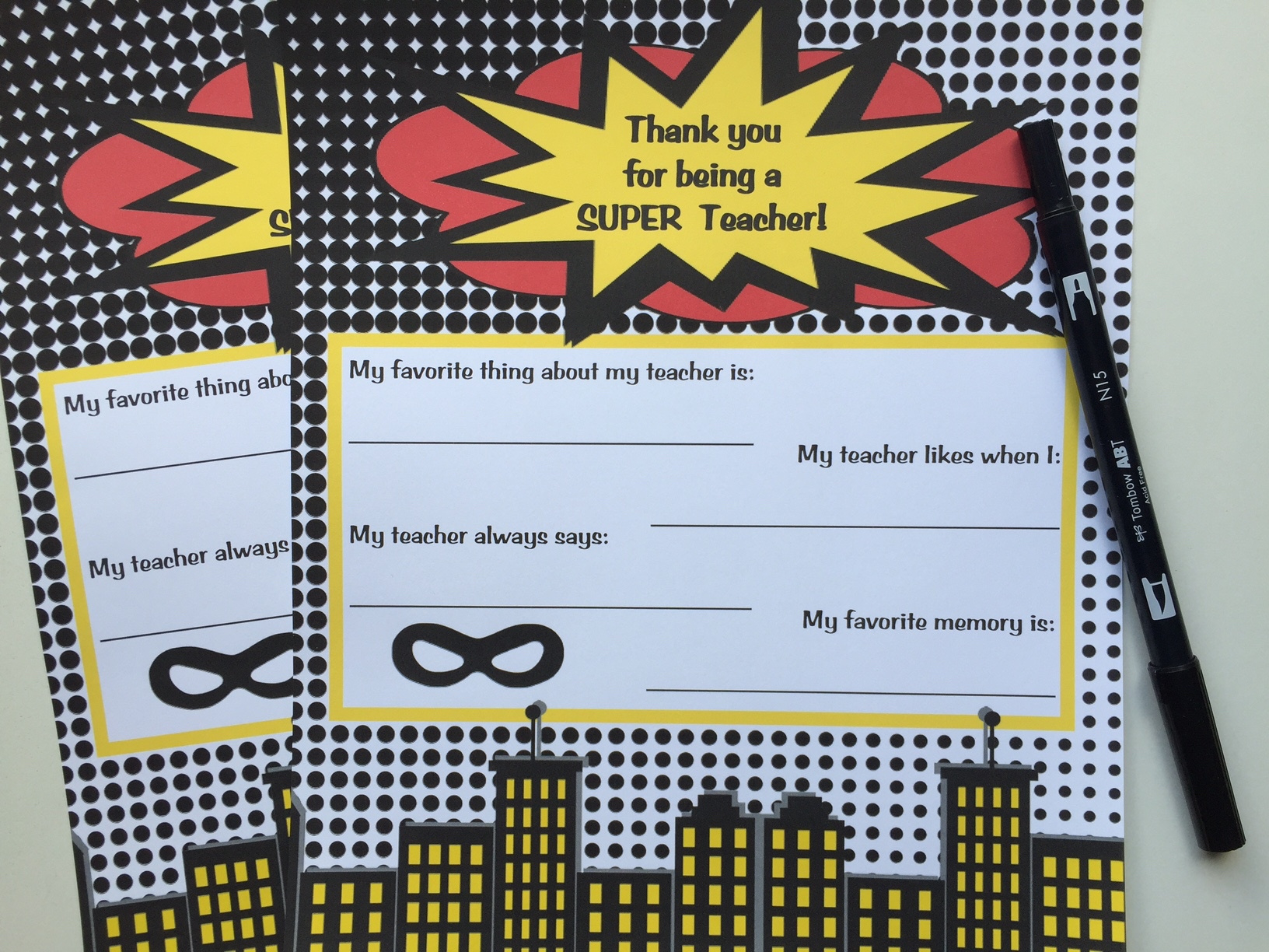 Super Hero Teacher Appreciation Printable Set - Everyday Party with Superhero Teacher Appreciation Free Printables