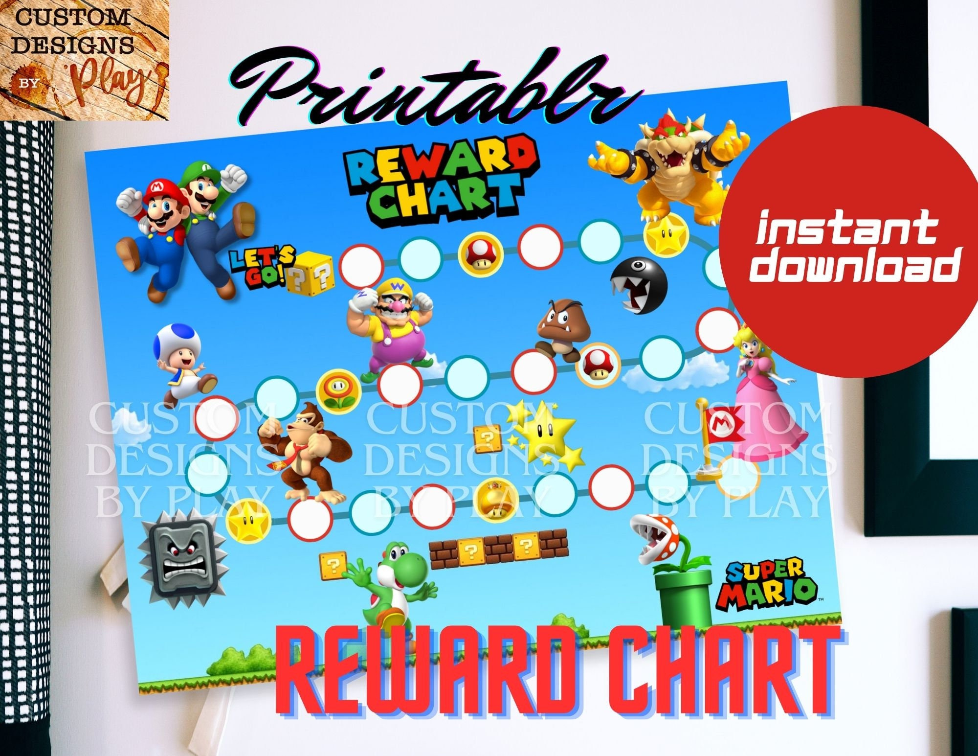 Super Mario Printable Reward Chart, Potty Training Chart, Digital intended for Free Printable Super Mario Reward Chart Printable